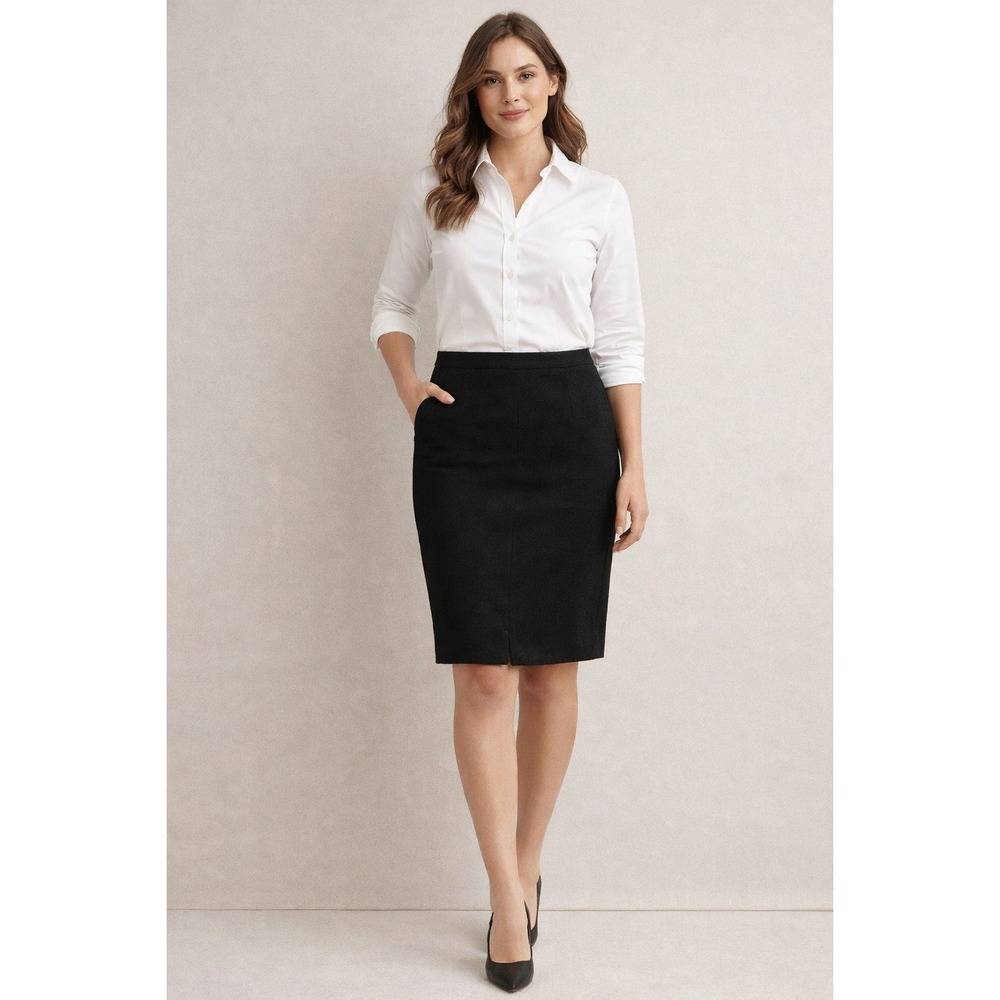J. Crew The Pencil Skirt Women's Size 4 Black Wool Blend Back Slit Lined Office‎